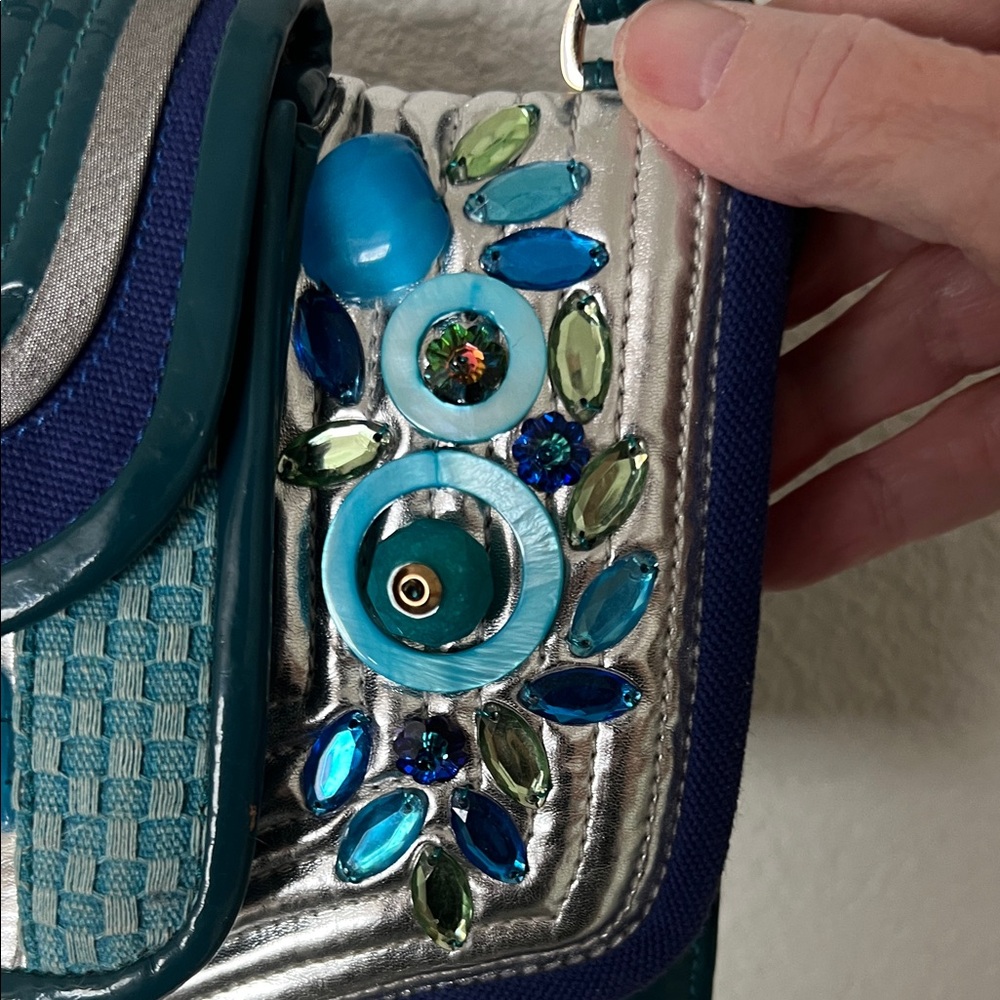 Bracher Emden London Teal and Silver Women's Bag Vintage - Picture 6 of 8